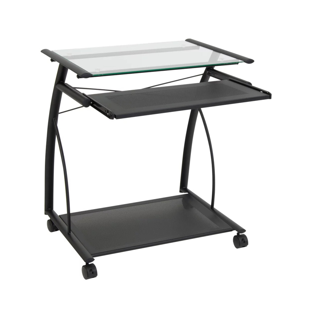Compact Computer Cart with Storage and Keyboard Shelf J228