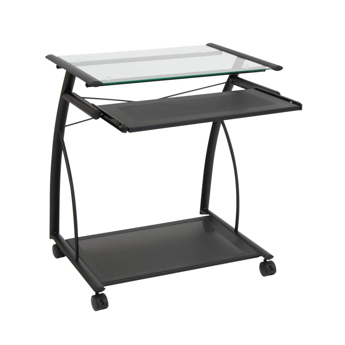 Compact Computer Cart with Storage and Keyboard Shelf J228