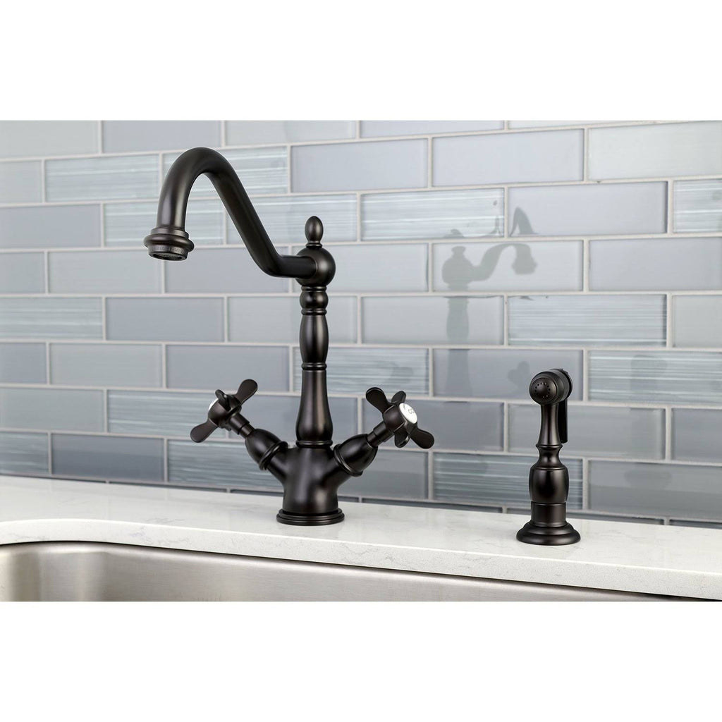 Chrome Deck Mount Kitchen Faucet with Brass Sprayer M860757
