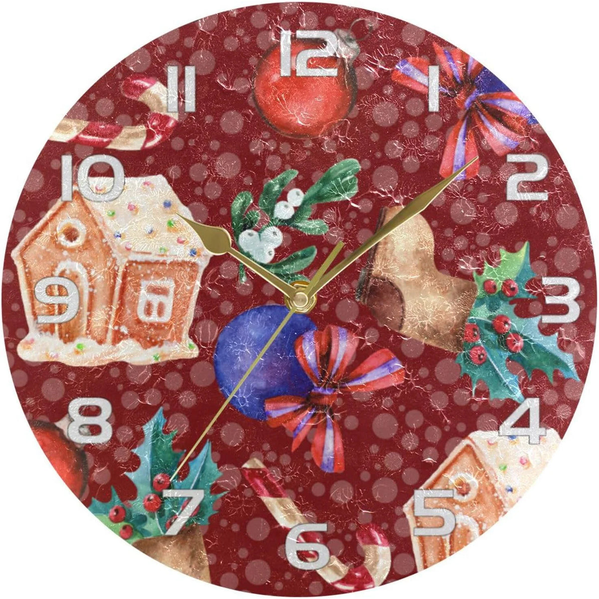 Gingerbread House Wall Clock, Silent Non Ticking 10 Inch K347