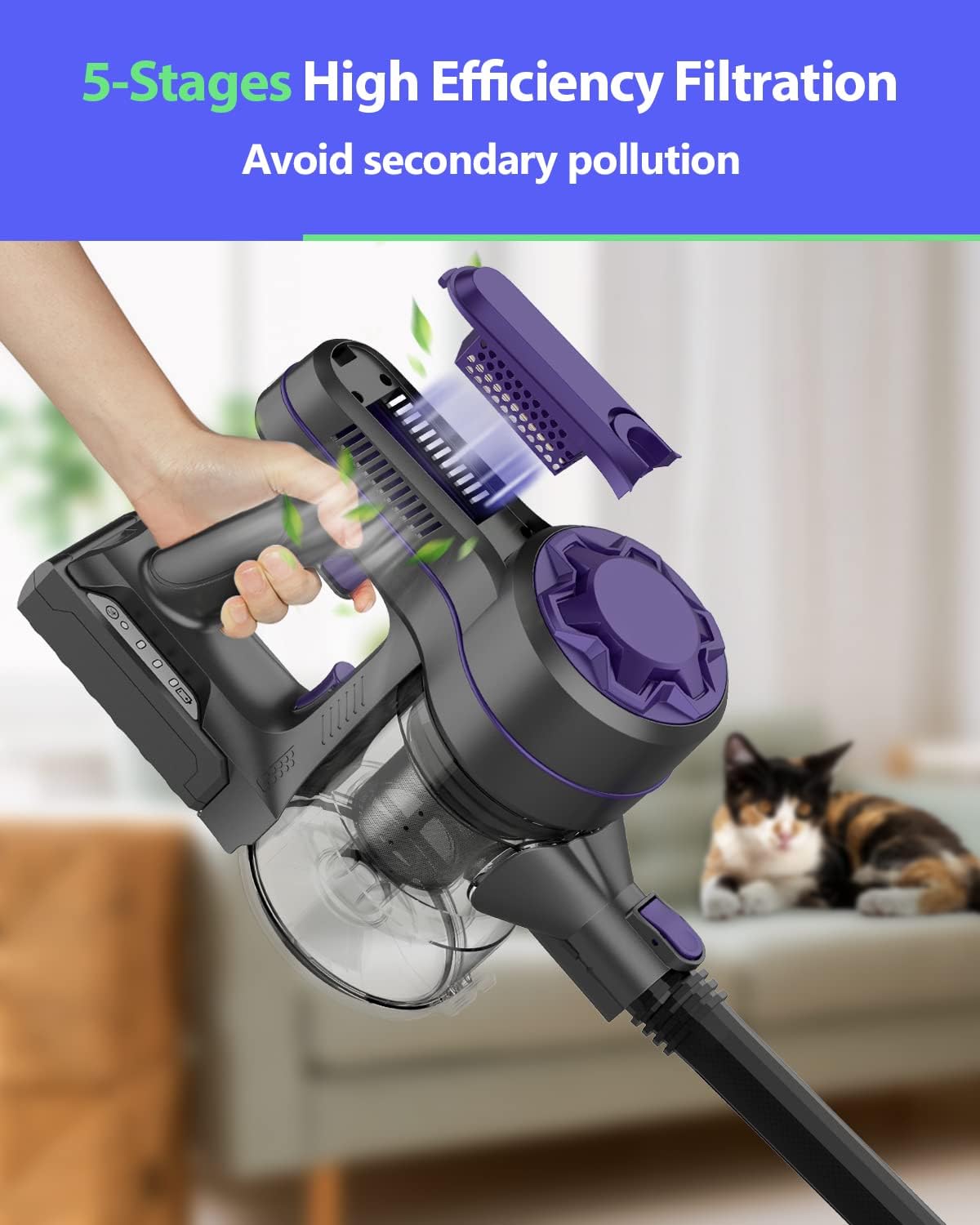 Cordless Stick Vacuum 20Kpa 4 in 1 Lightweight Handheld Vacuum Cleaner T56218