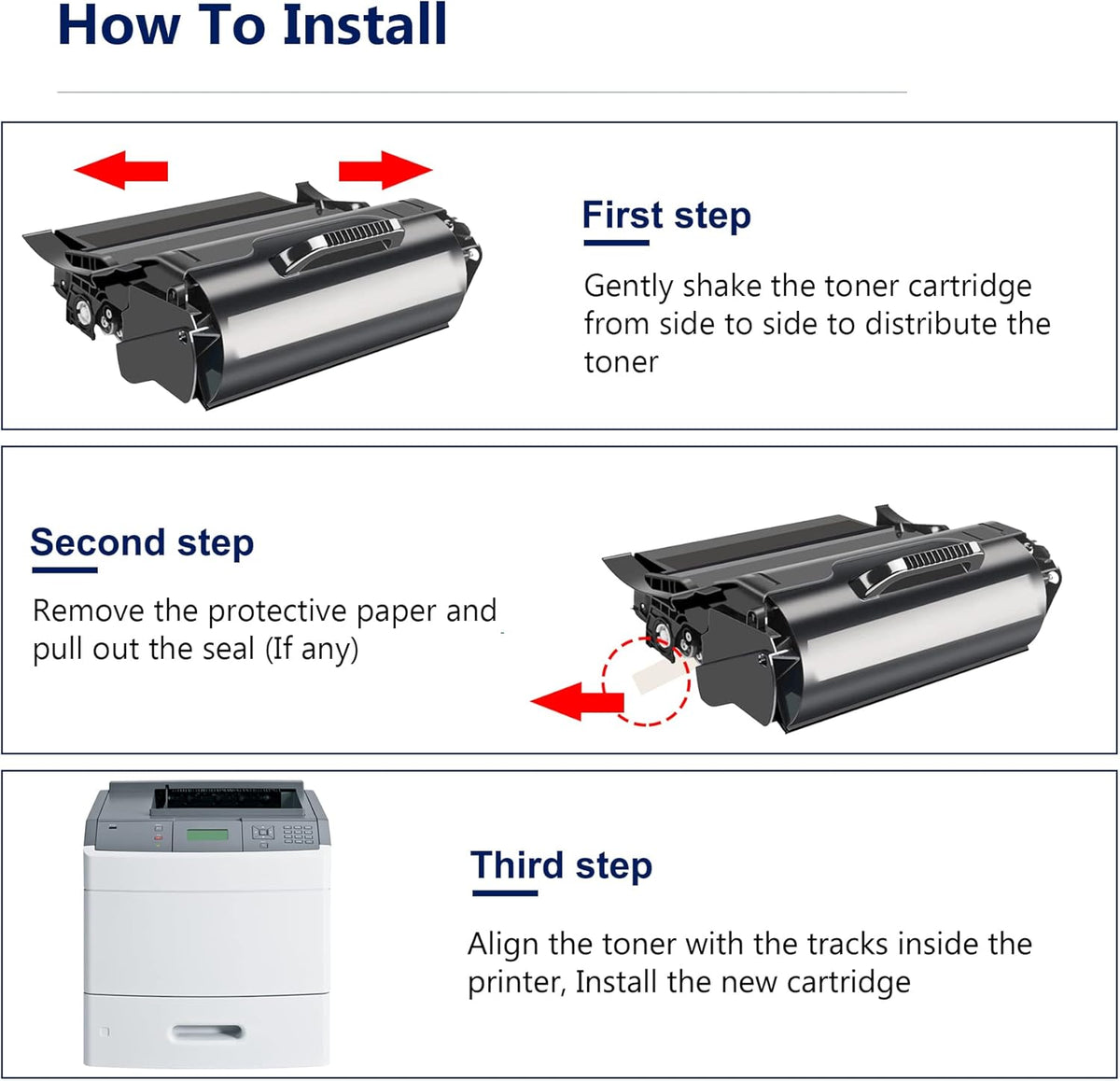 Compatible T650 Toner Cartridges 3 Pack Black U395