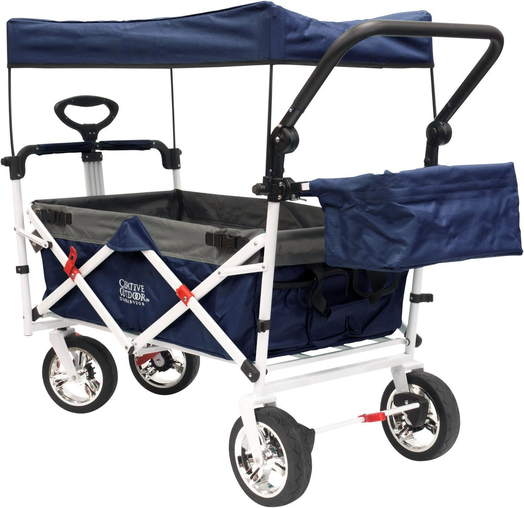 Collapsible Folding Wagon Cart with Sun & Rain Shade W418587