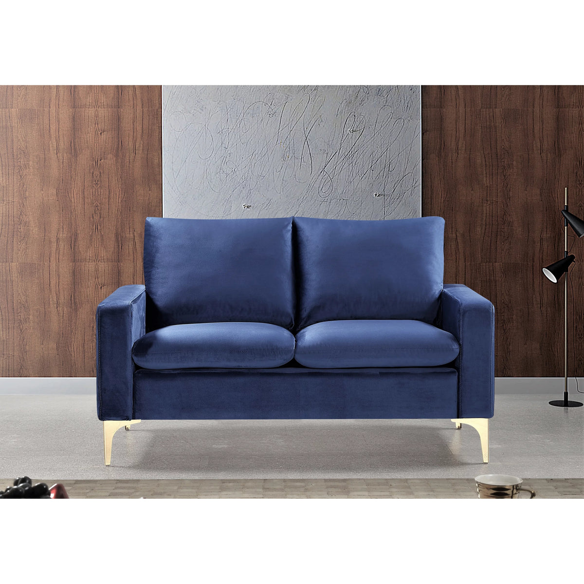 Cream Velvet Square Arm Loveseat E316