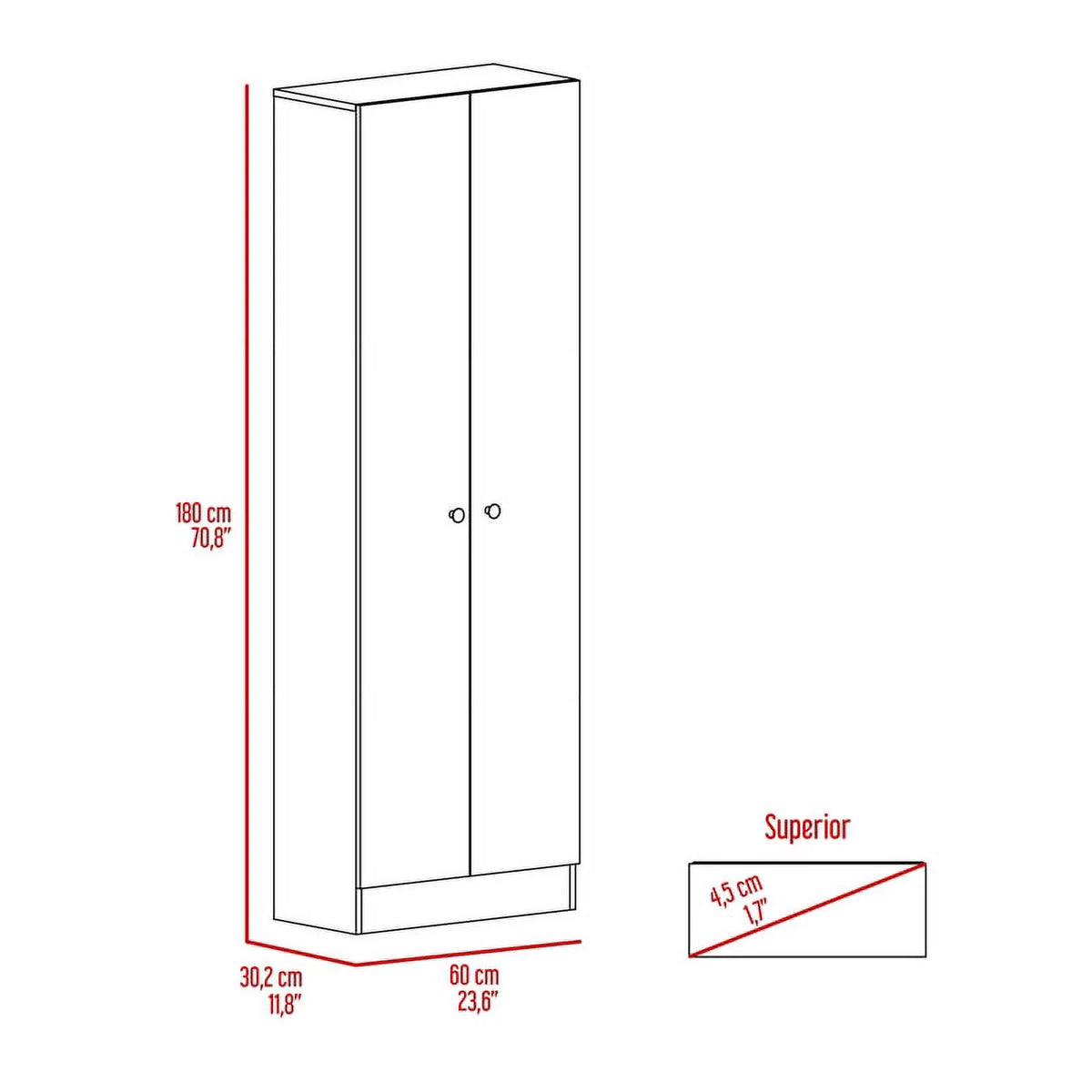 2-Door Engineered Wood Pantry Cabinet in Gray W925