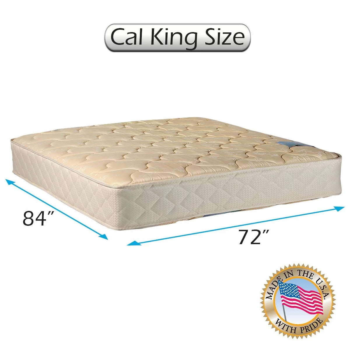 Beige 2-Sided Innerspring Mattress with Protector, Cali King N220547
