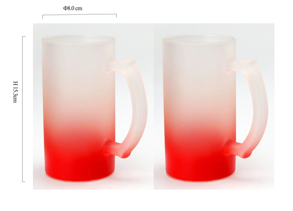 2 Pieces Frosted Glass 16 oz Mug A338