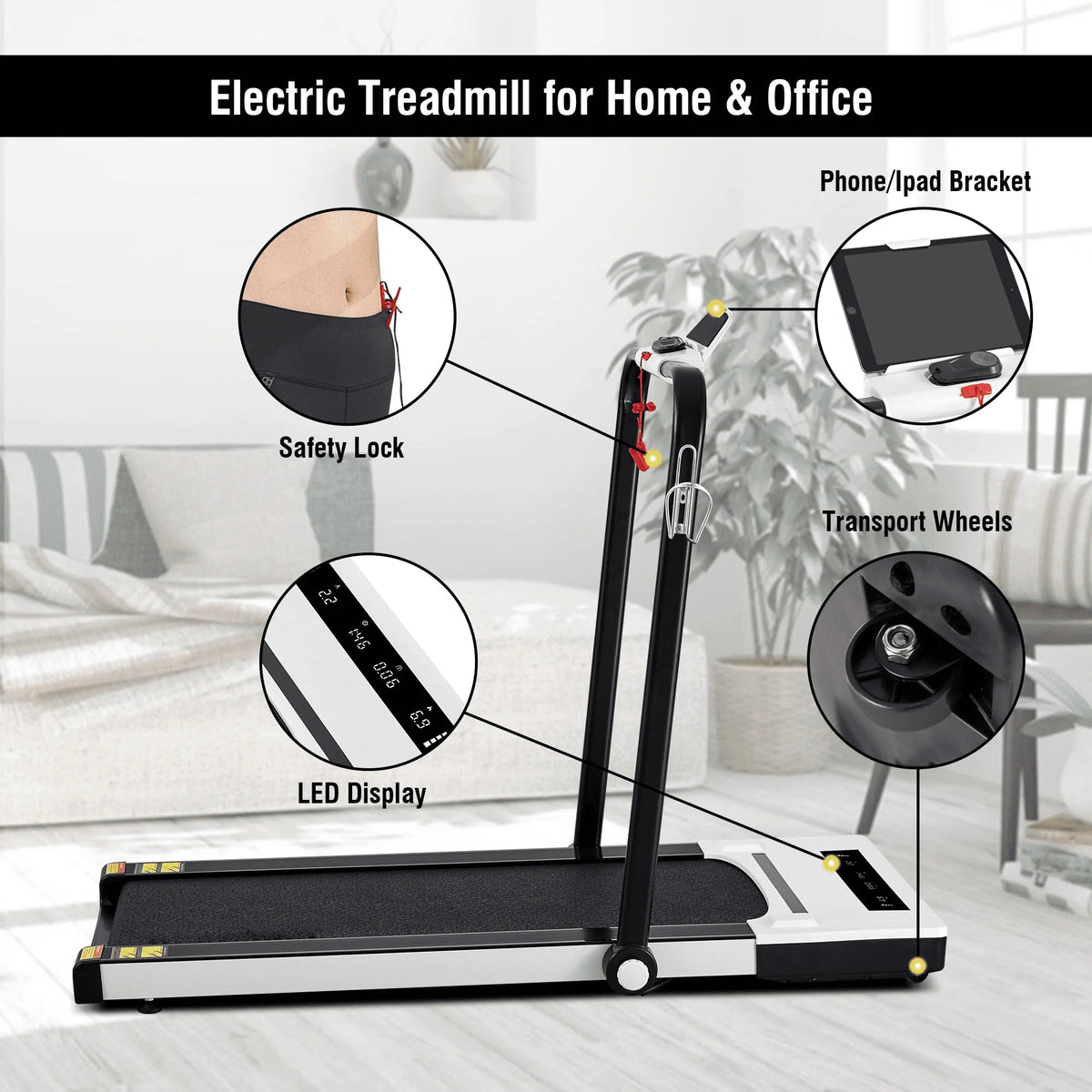 2 in 1 Folding Treadmill 2.25 HP Under Desk Treadmill V961645
