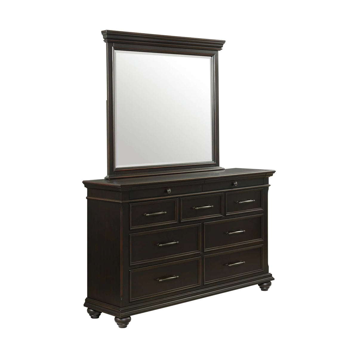 Black 9-Drawer Dresser with Mirror N268966