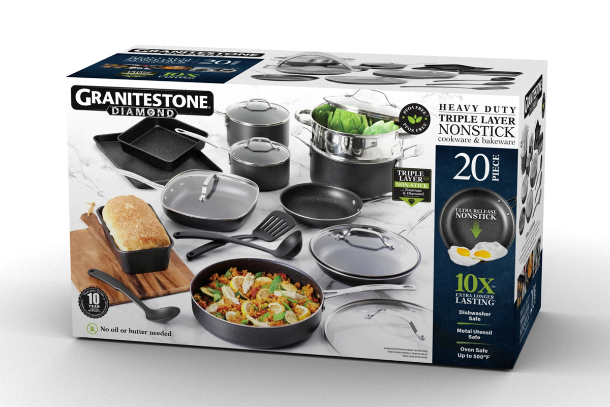 20 Piece Nonstick Blue Cookware Bakeware Set V7235
