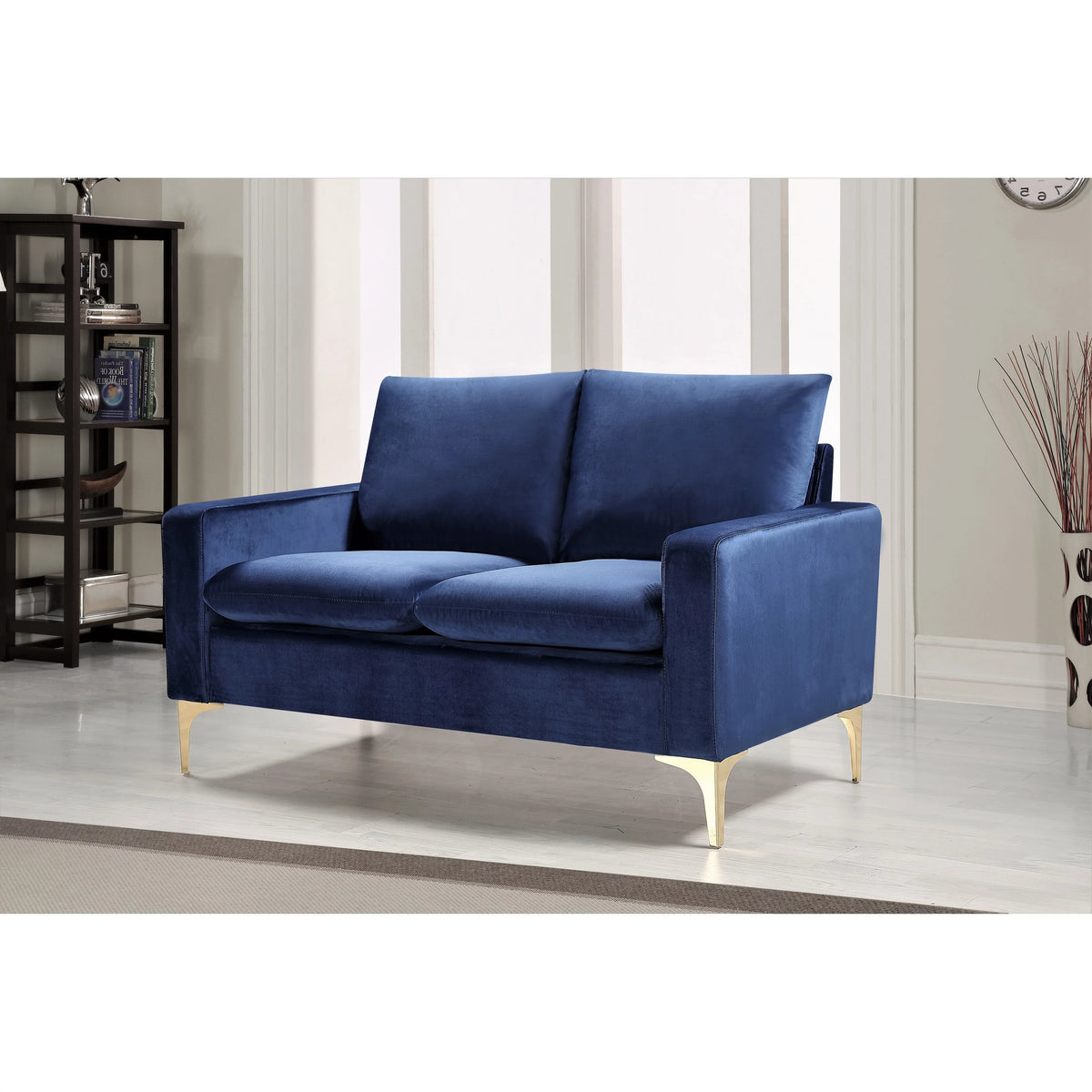 Cream Velvet Square Arm Loveseat E316