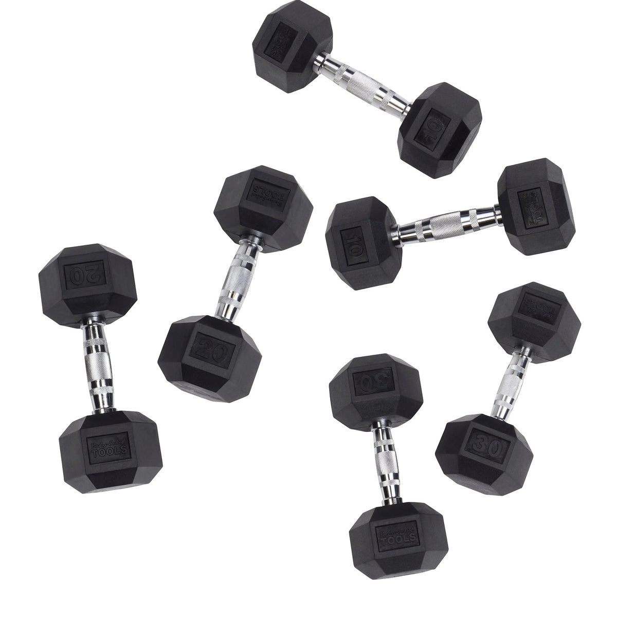 120 lbs. Rubber Hex Dumbbell Set J845