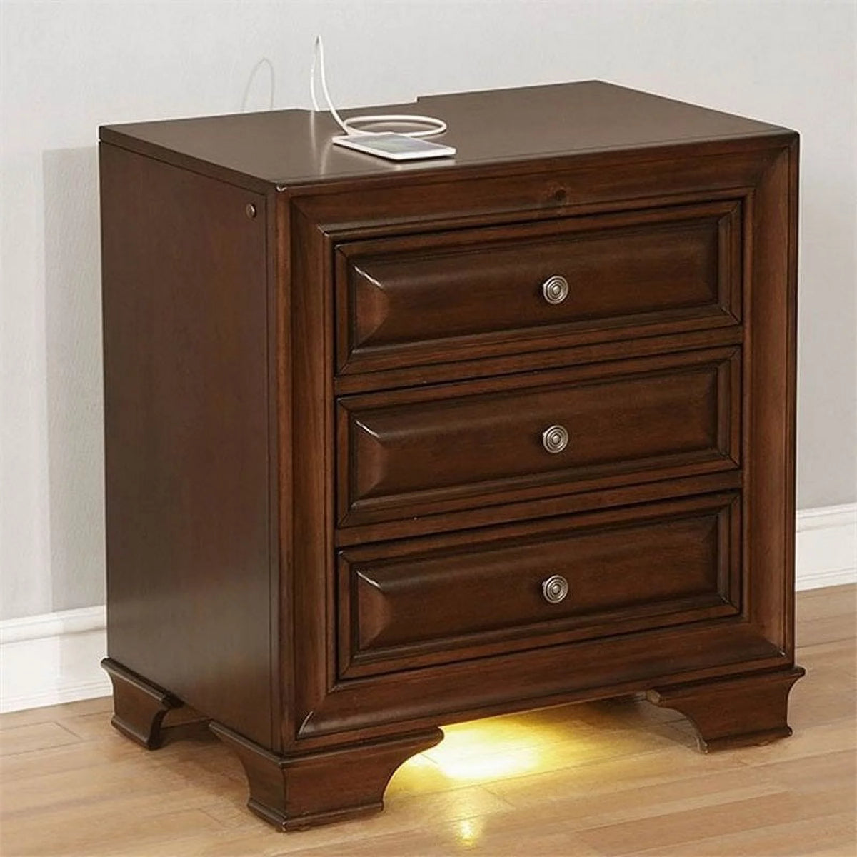 Solid Wood 3-Drawer Nightstand J77987
