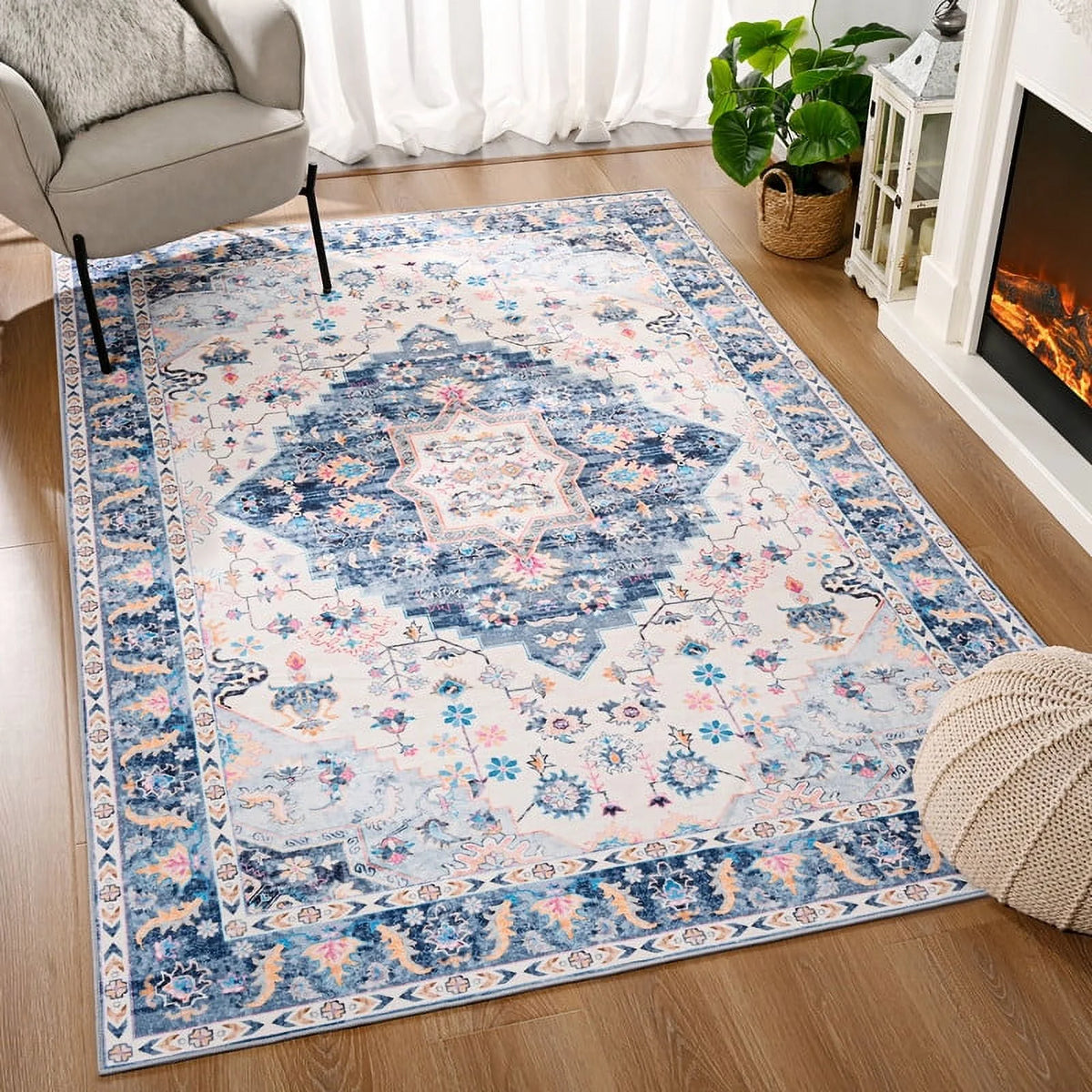 Blue 5'x8' Persian Area Rug U88240