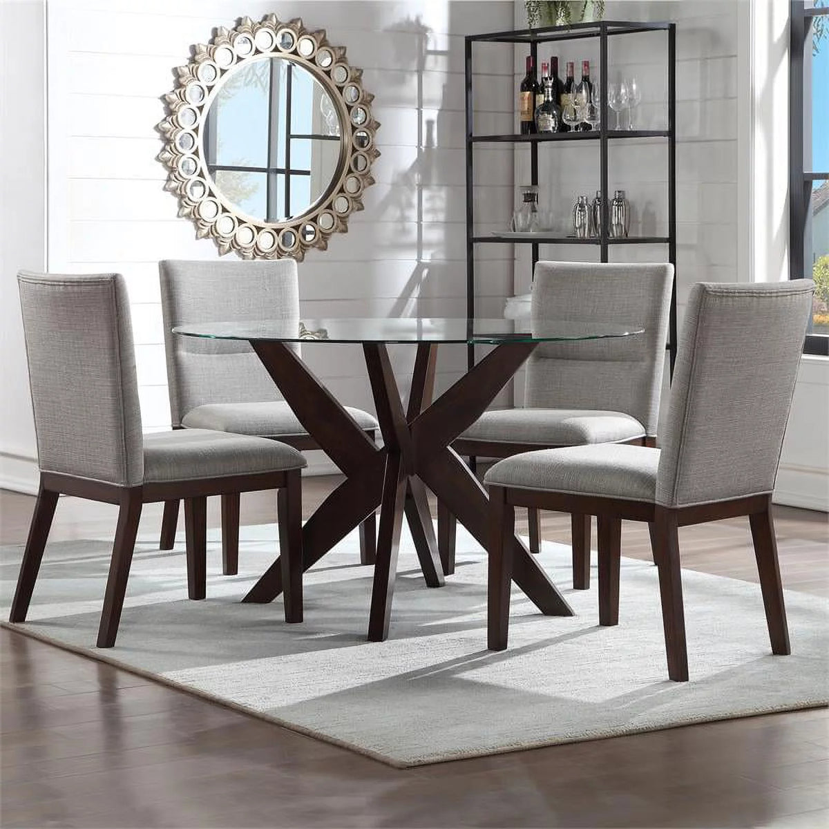 5-Piece Dining Set Brown Beige Chairs J608968