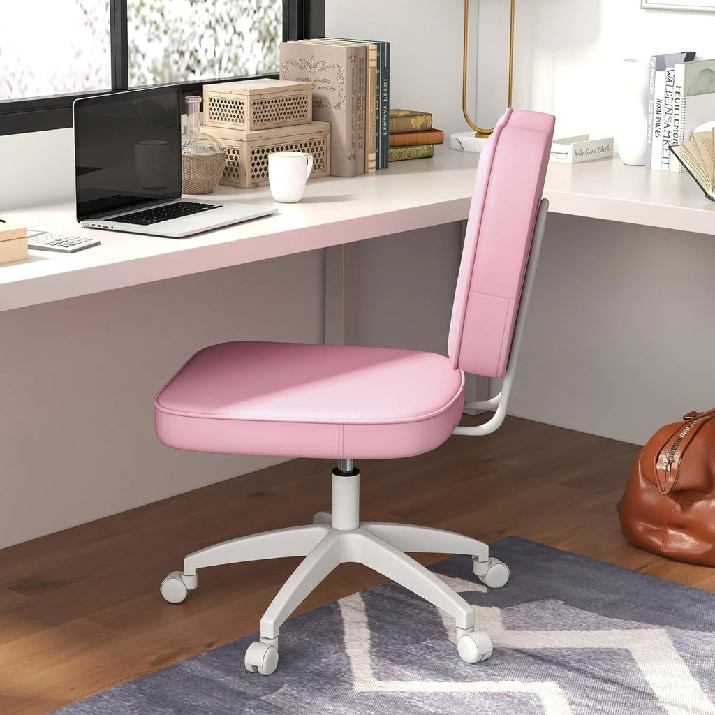 Armless PU Leather Office Chair with Adjustable Height O396744