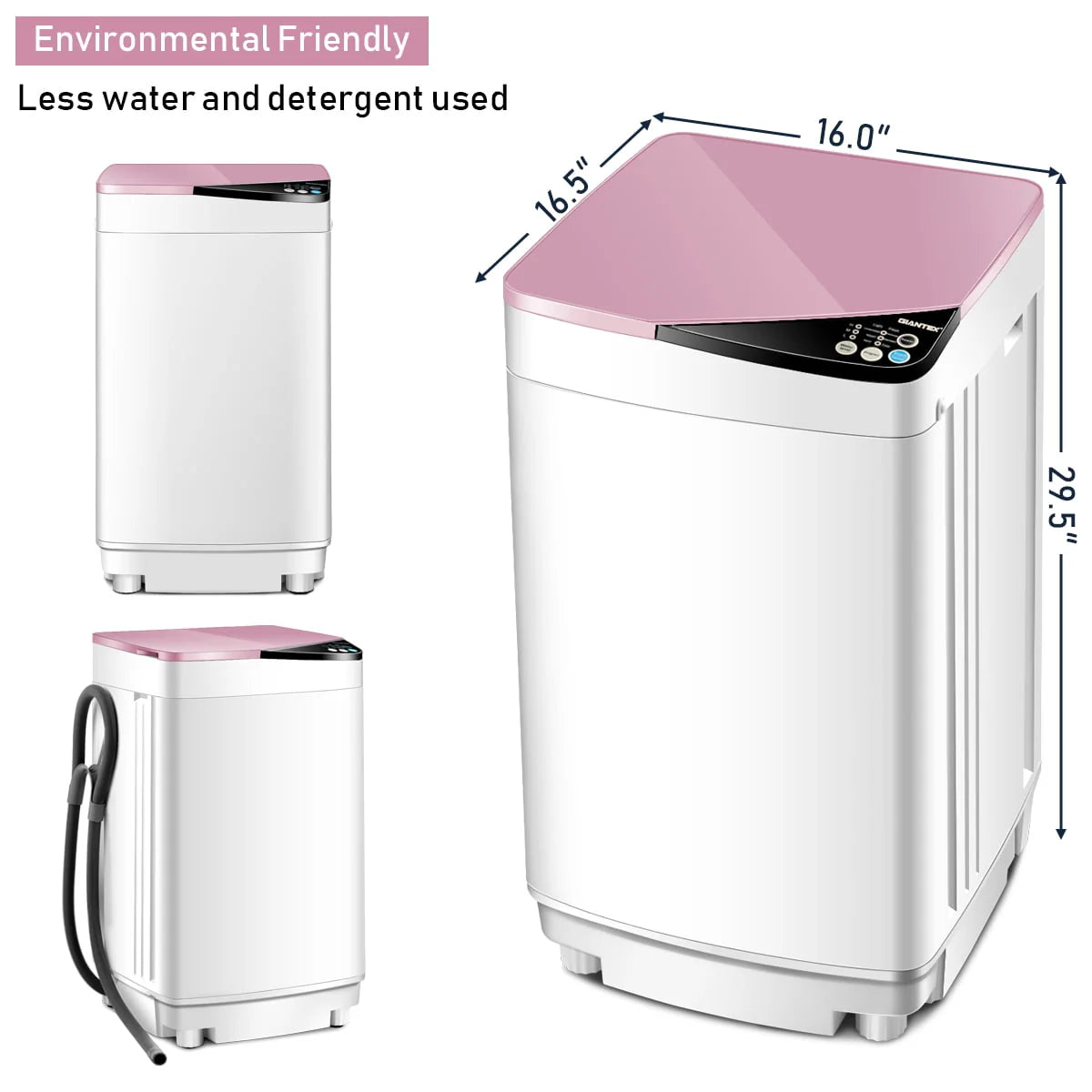 Full-Automatic Washing Machine 7.7 lbs Washer/Spinner UV Light Pink W959930