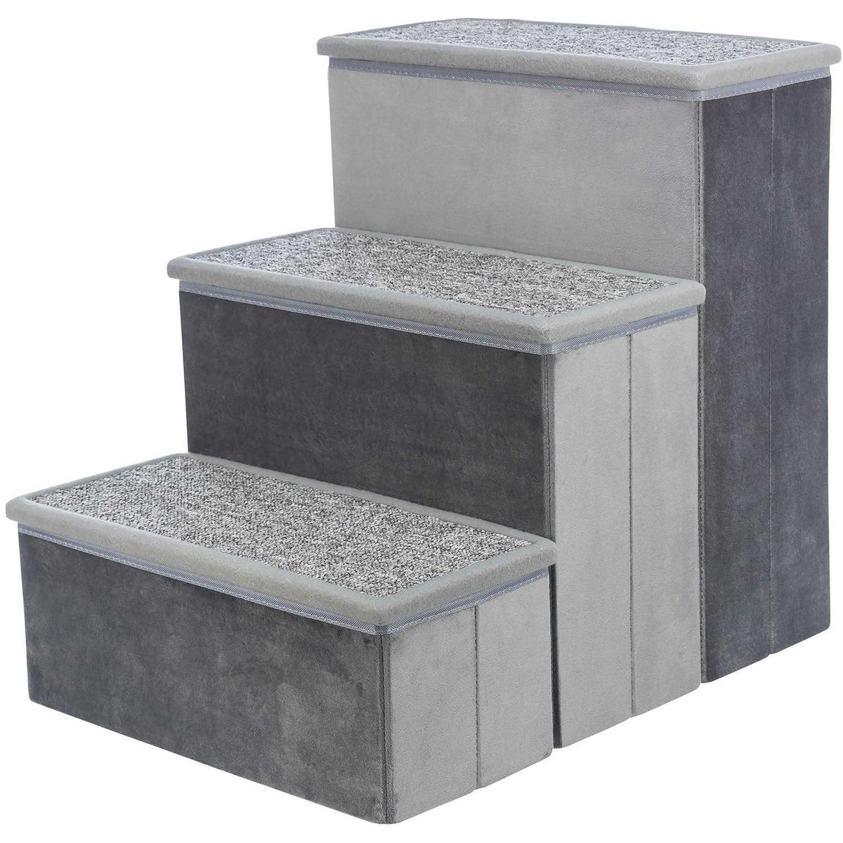 Foldable 3-Step Pet Stairs with Storage S95546