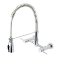 Polished Chrome Two-Handle Wall Mounted Pull-Down Sprayer Kitchen Faucet H5786