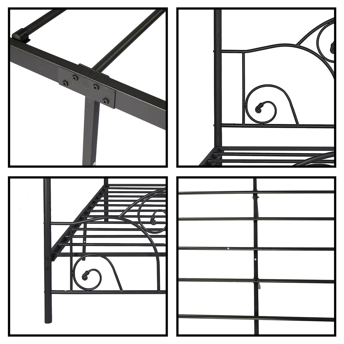 Vintage White Full Size Metal Canopy Bed Frame Y15371