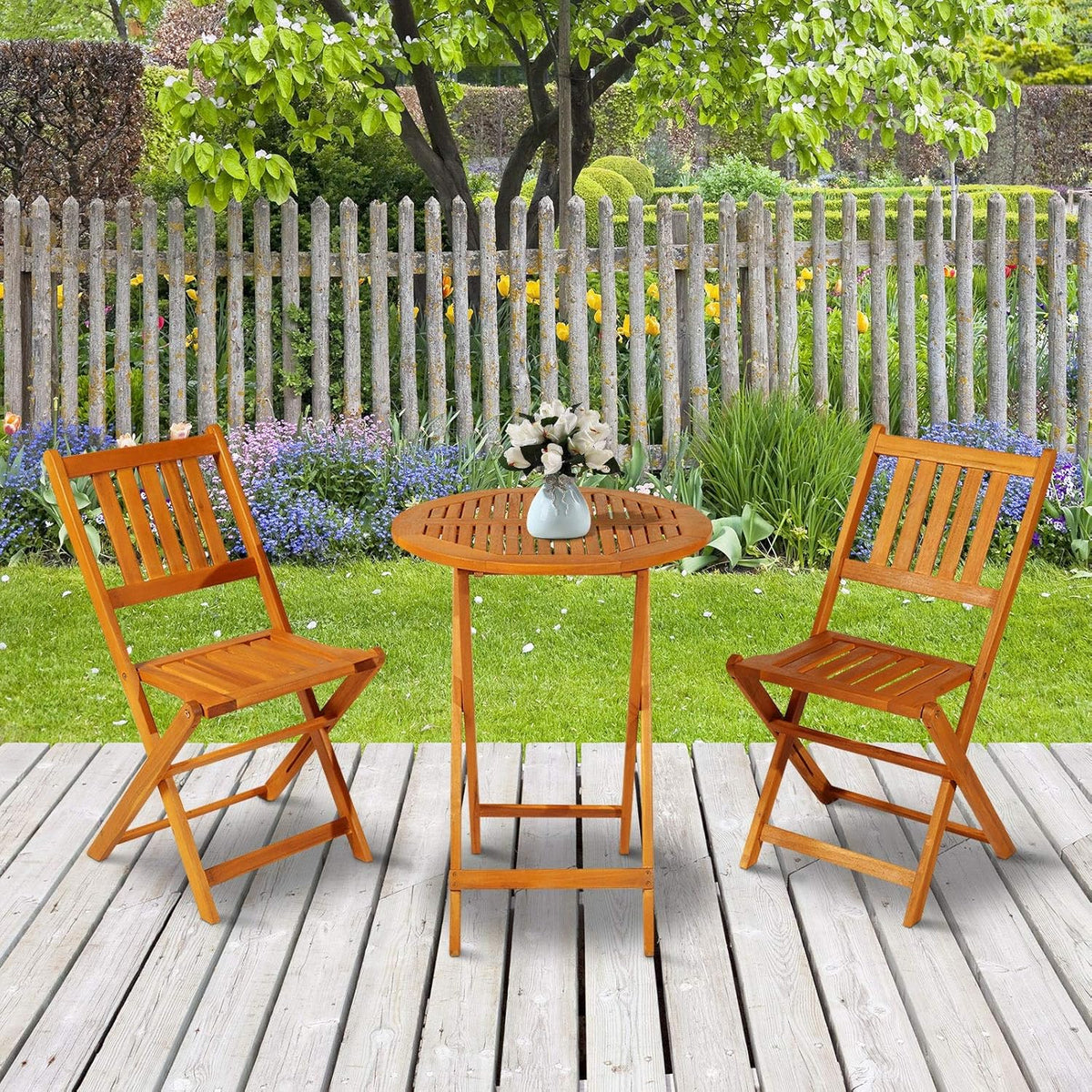 3 Piece Folding Acacia Wood Patio Bistro Set R492645