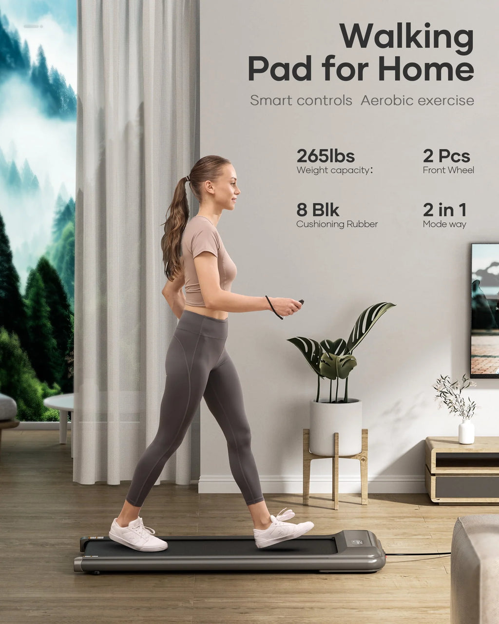 Treadmill Walking Pad with Remote Control 2 in 1 Portable A9010