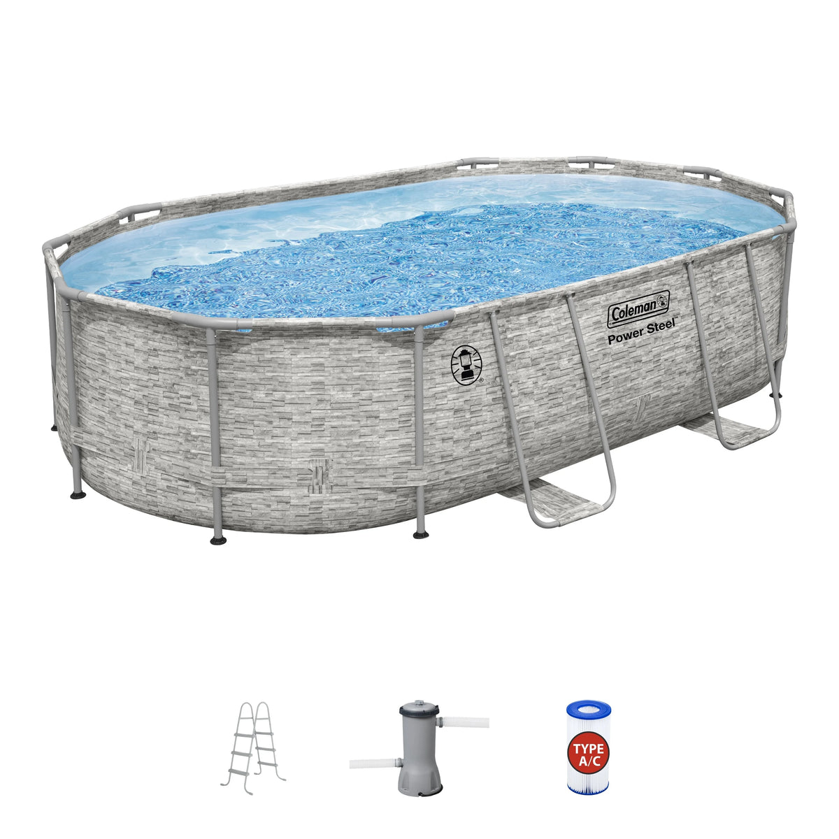 16 ft. x 10 ft. x 42 in. Oval Metal Frame Above Ground Pool Set I9167