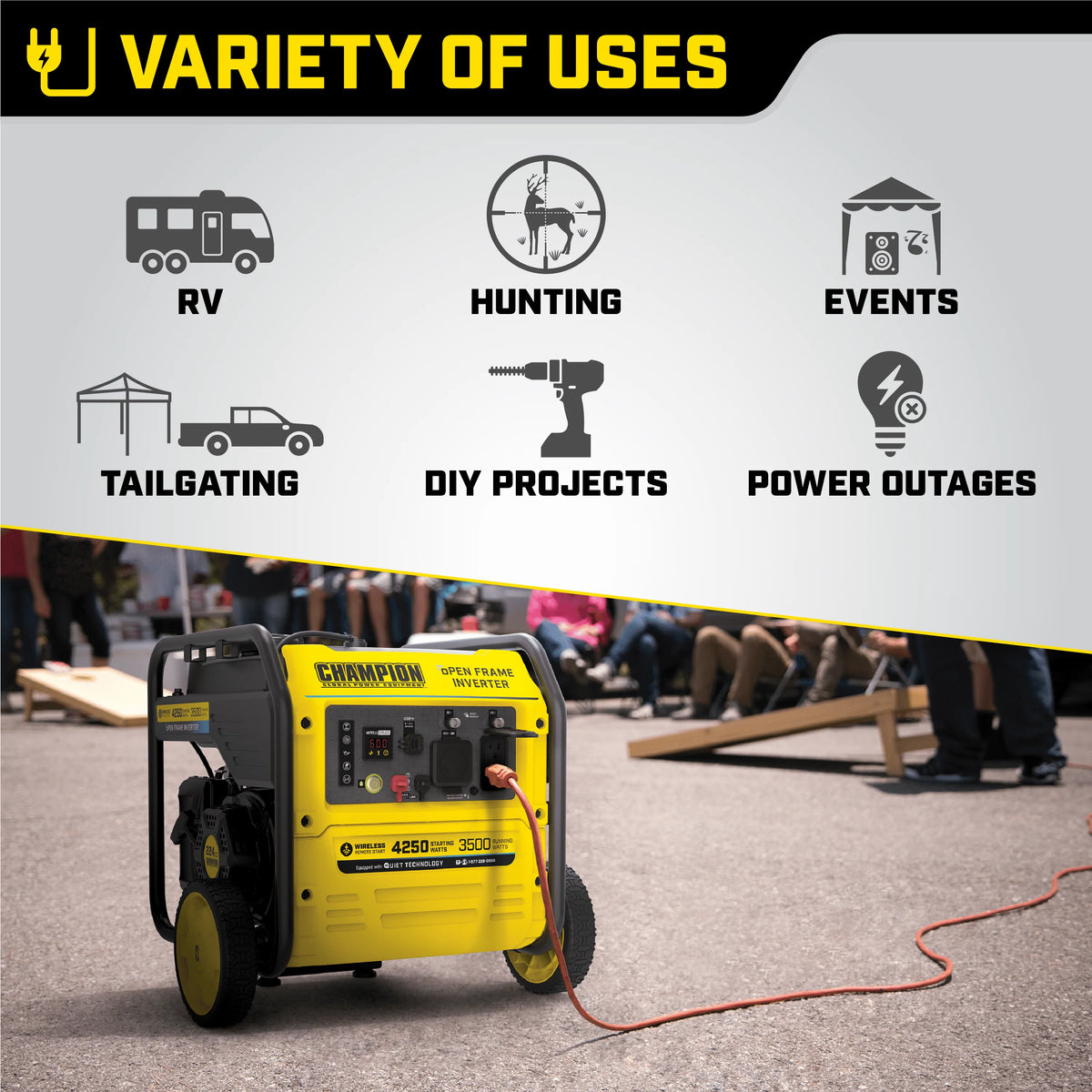 4250-Watt Wireless Remote Start Gasoline Inverter Generator B2113