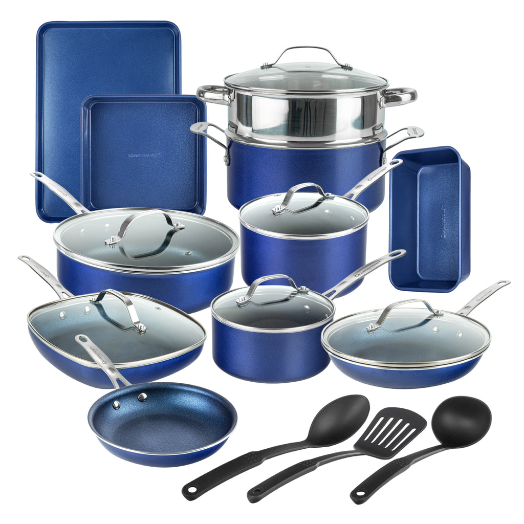 20 Piece Nonstick Blue Cookware Bakeware Set V7235