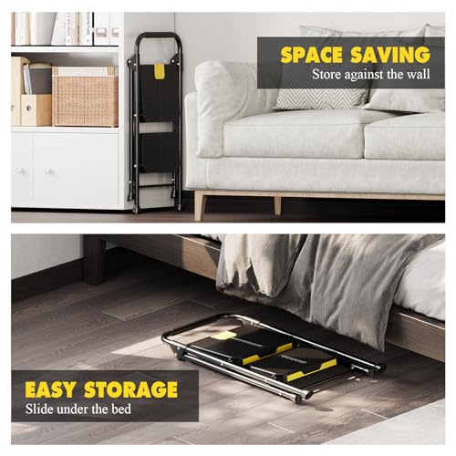 4 Step Steel Step Stool with Handrail Black Q104