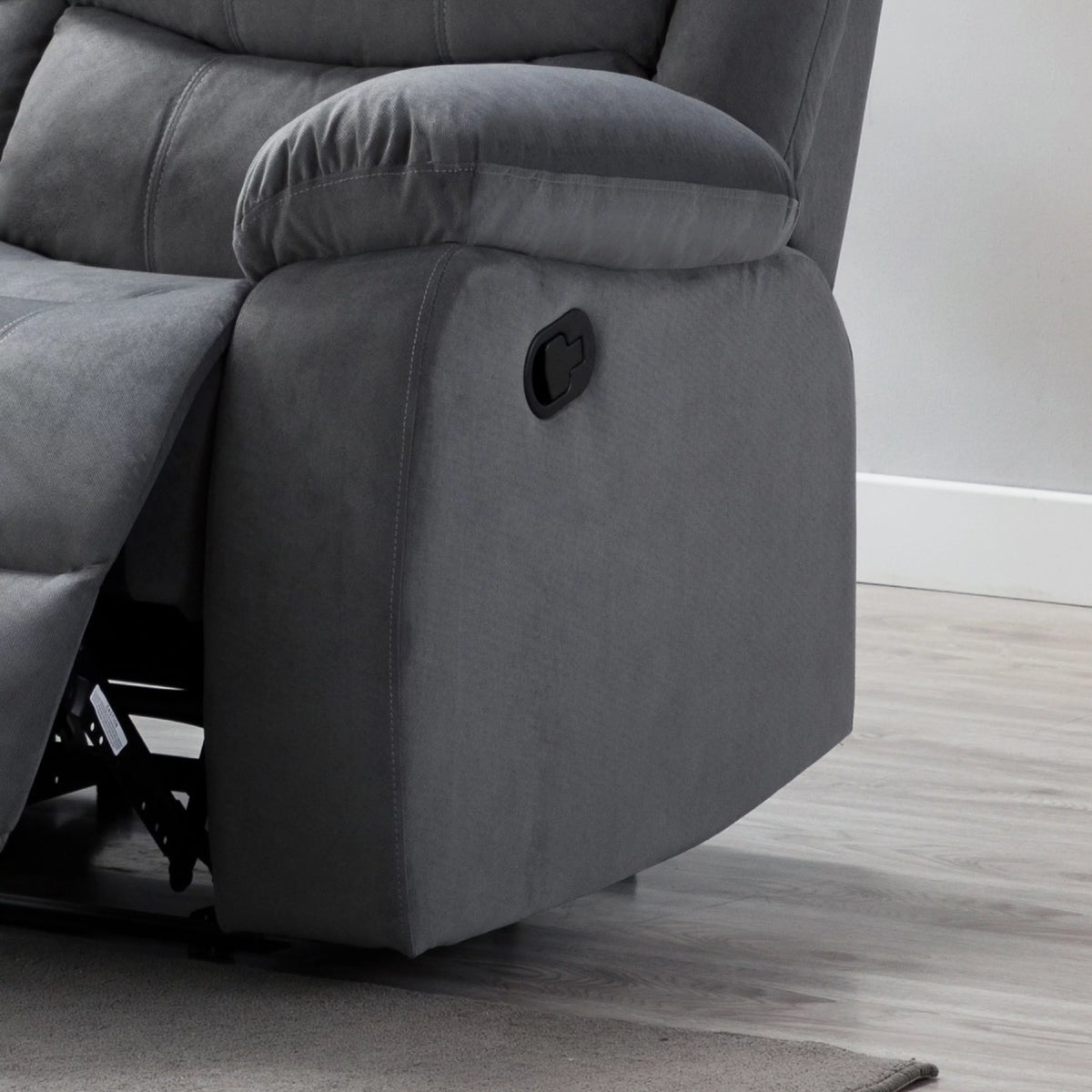 Grey Upholstered Reclining Sofa with 2 Recliners C8037