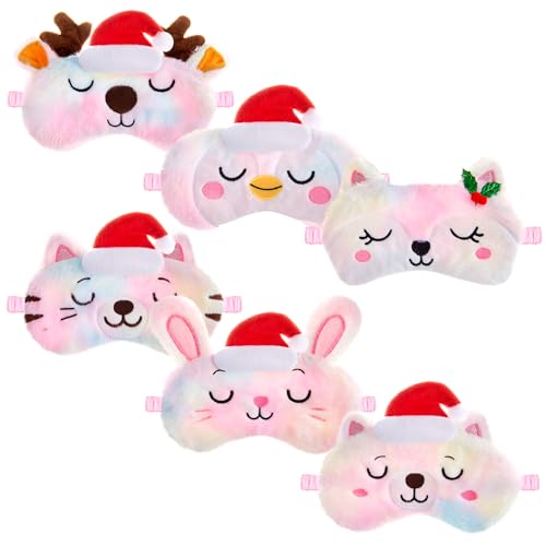 6 Pieces Christmas Soft Plush Sleeping Mask U21500