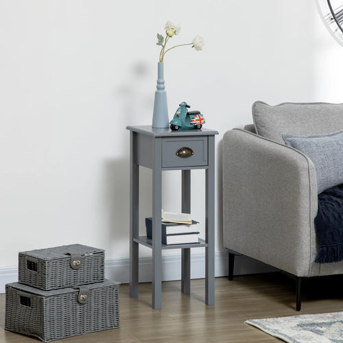 2-Tier Side Table with Drawer Shelf U290