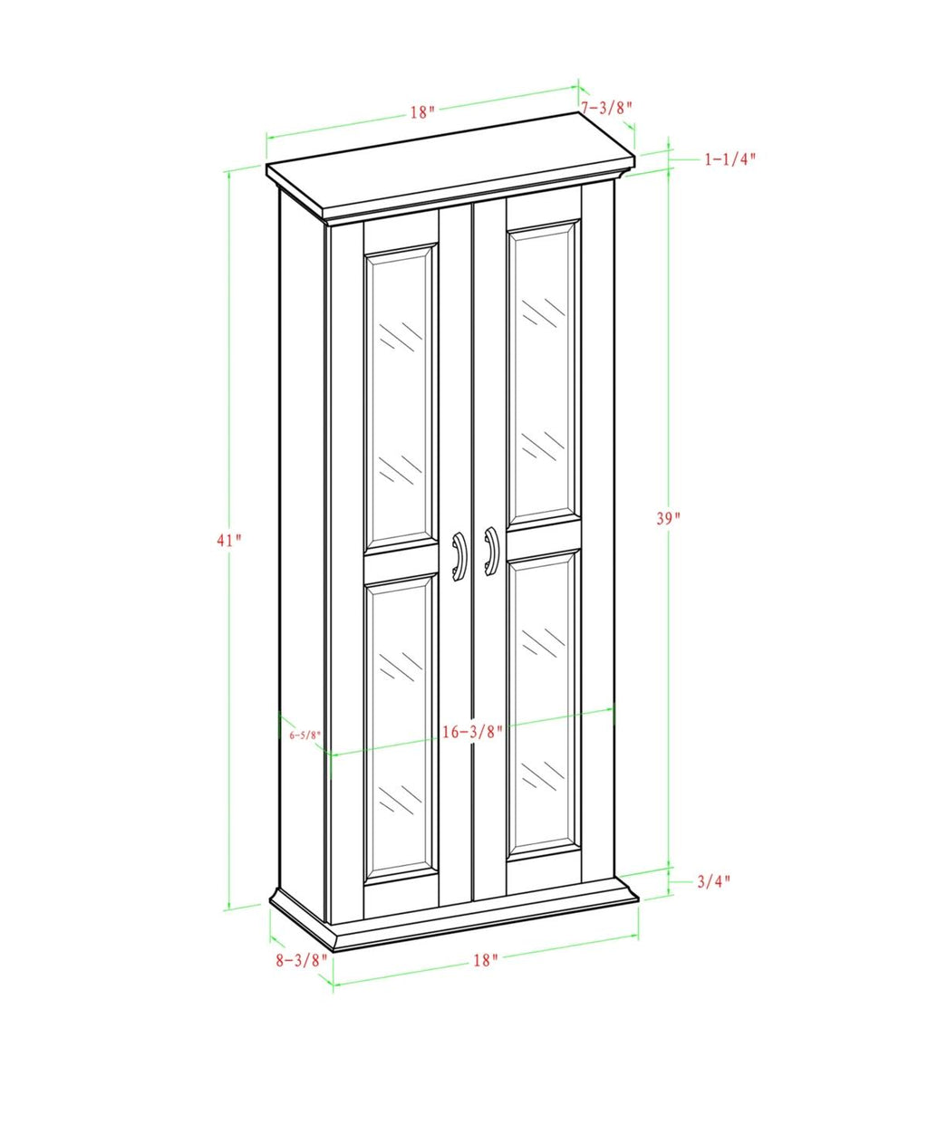 41x22 Wood Media Storage Tower Cabinet Brown A3853