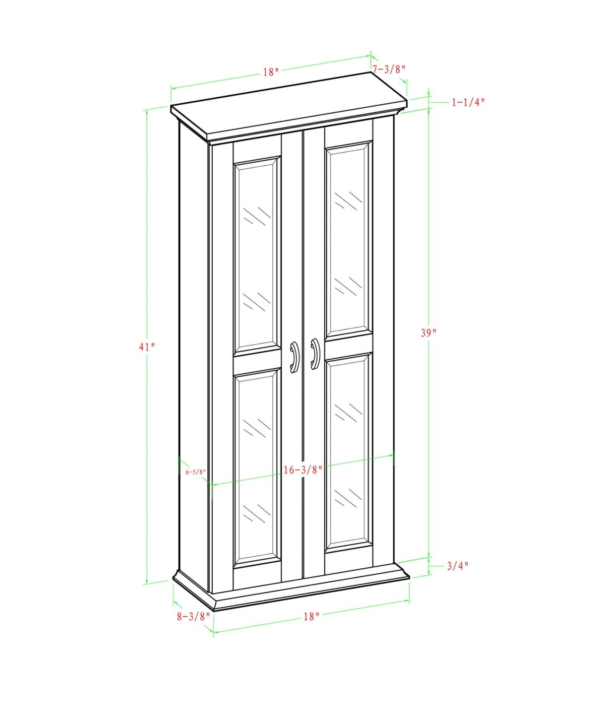 41x22 Wood Media Storage Tower Cabinet Brown A3853