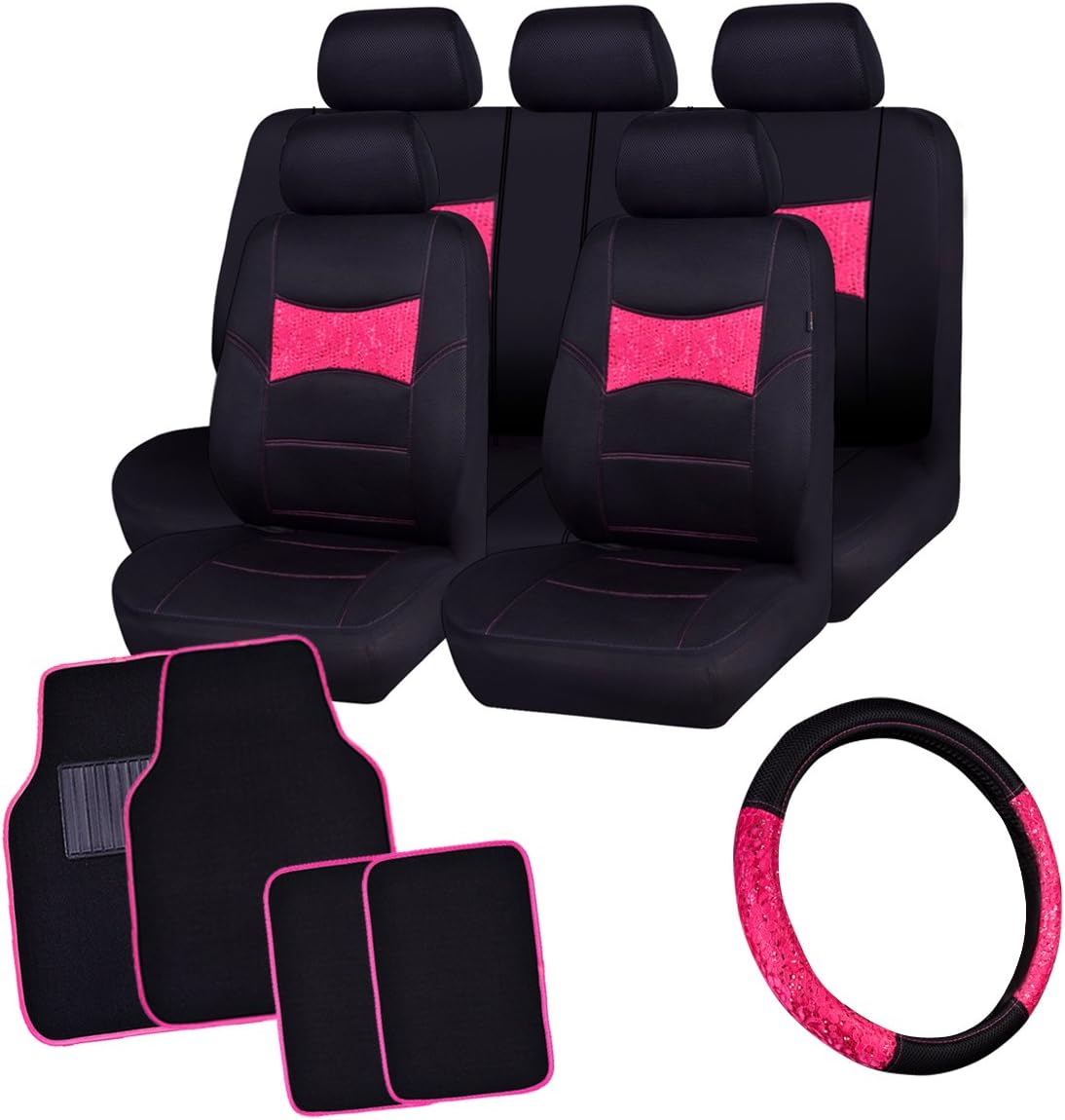 3D Air Mesh Car Seat Covers with Steering Wheel Cover and Floor Mats, 16PCS B1974