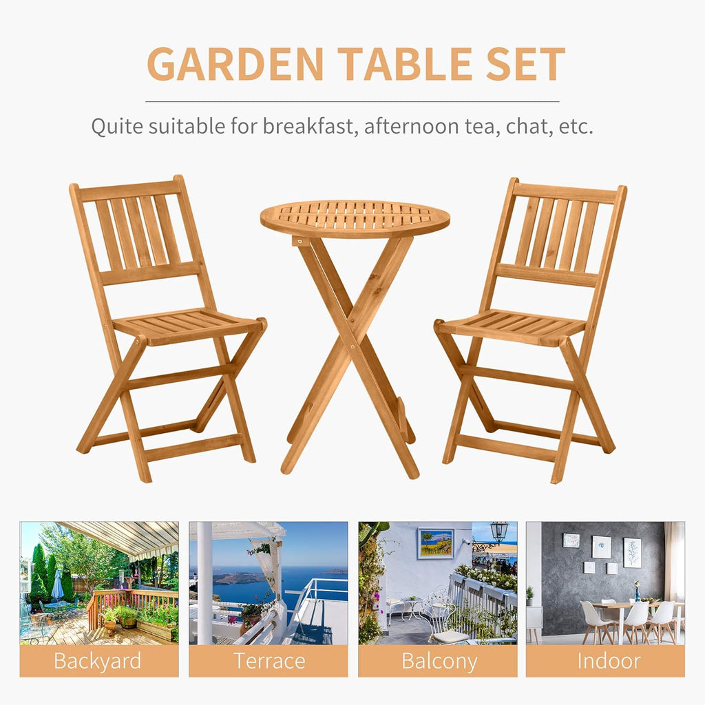3 Piece Folding Acacia Wood Patio Bistro Set R492645