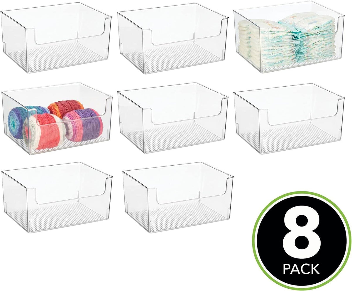 Clear 8 Pack Plastic Open Front Storage Organizer Bin S595242