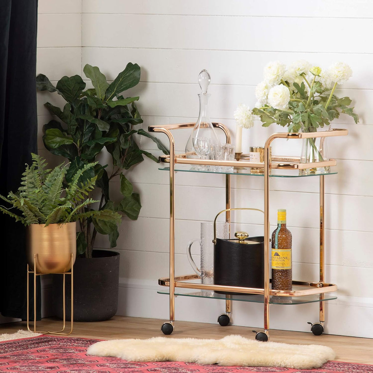 Gold and Glass Bar Cart V629128