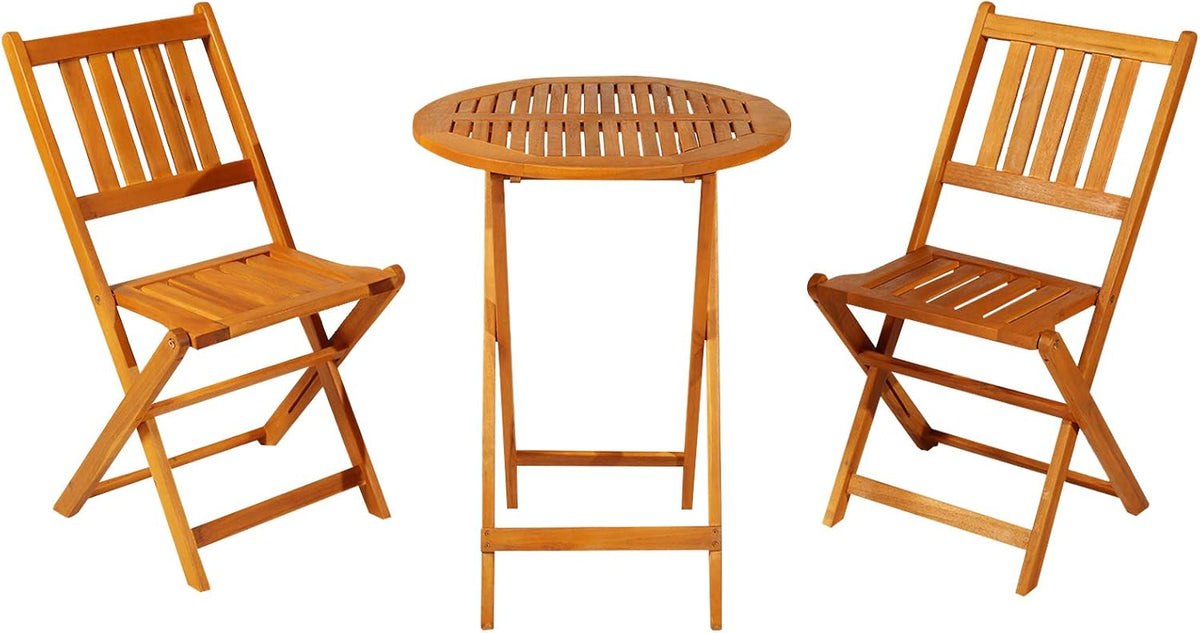 3 Piece Folding Acacia Wood Patio Bistro Set R492645
