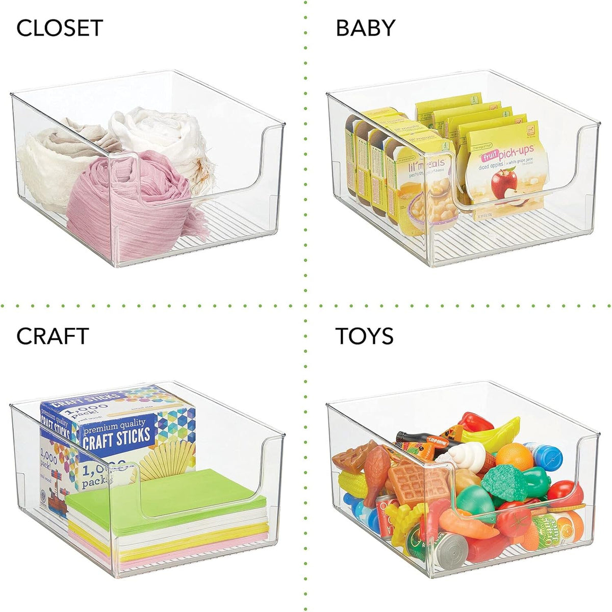 Clear 8 Pack Plastic Open Front Storage Organizer Bin S595242