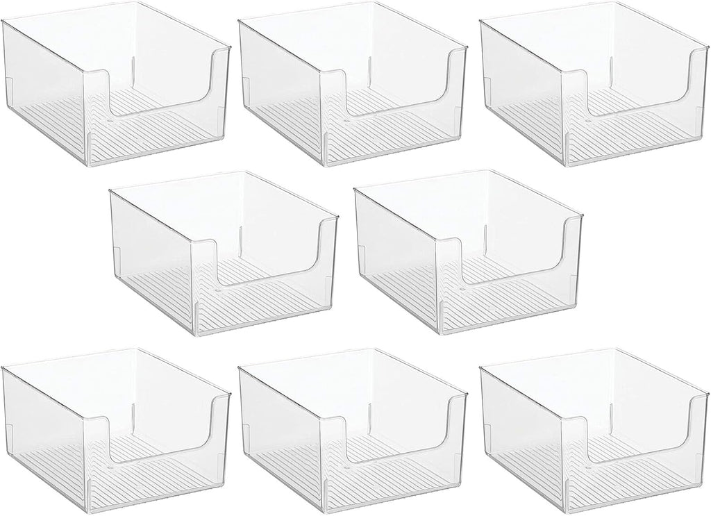 Clear 8 Pack Plastic Open Front Storage Organizer Bin S595242