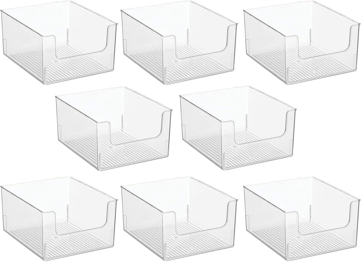 Clear 8 Pack Plastic Open Front Storage Organizer Bin S595242