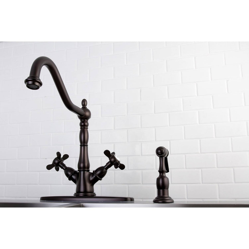 Chrome Deck Mount Kitchen Faucet with Brass Sprayer M860757