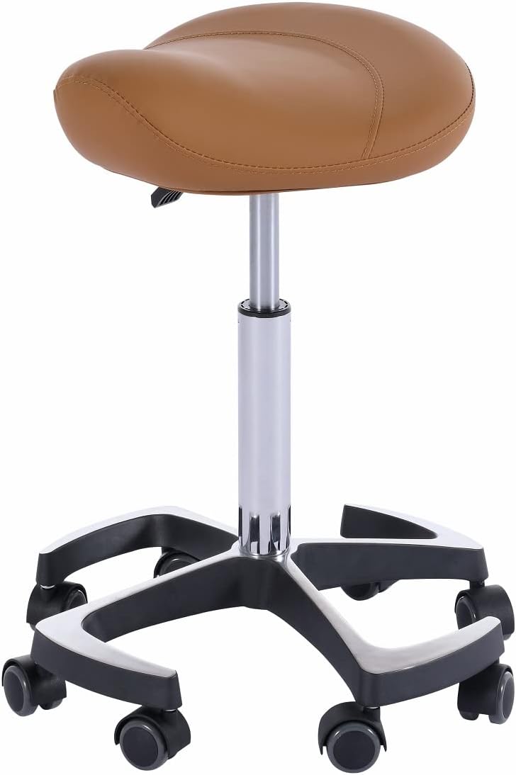 Hydraulic Saddle Stool with Wheels Height Adjustable Ergonomic Rolling Swivel Chair G944207