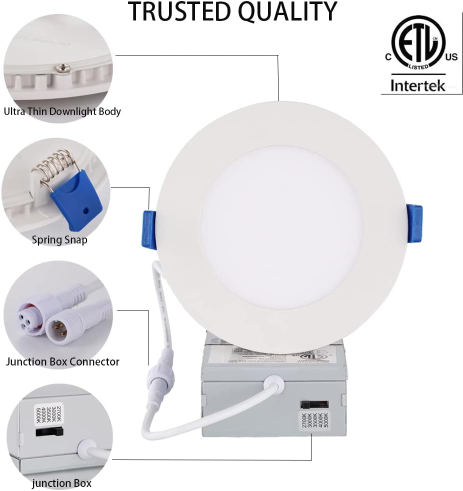 12 Pack 4 Inch Ultra-Thin Dimmable LED Recessed Lights P78939
