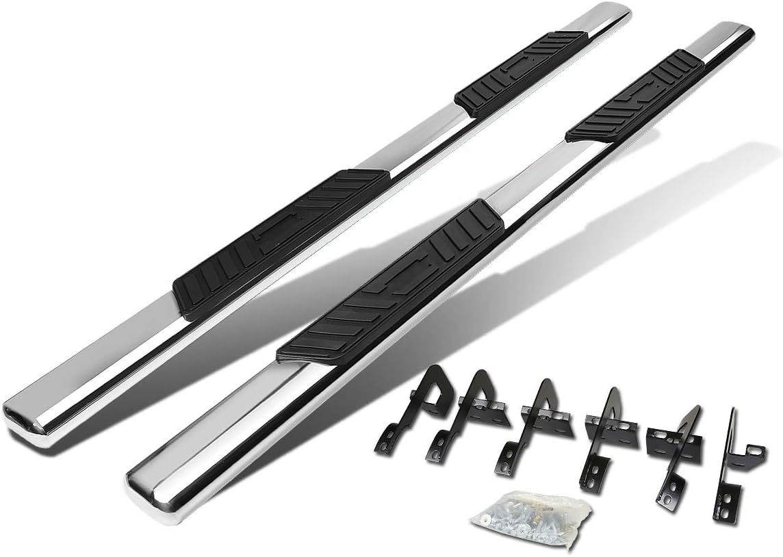 5 Inches Oval Tubing Side Step Nerf Bar Running Board Stainless Steel Black Powdercoated D857563