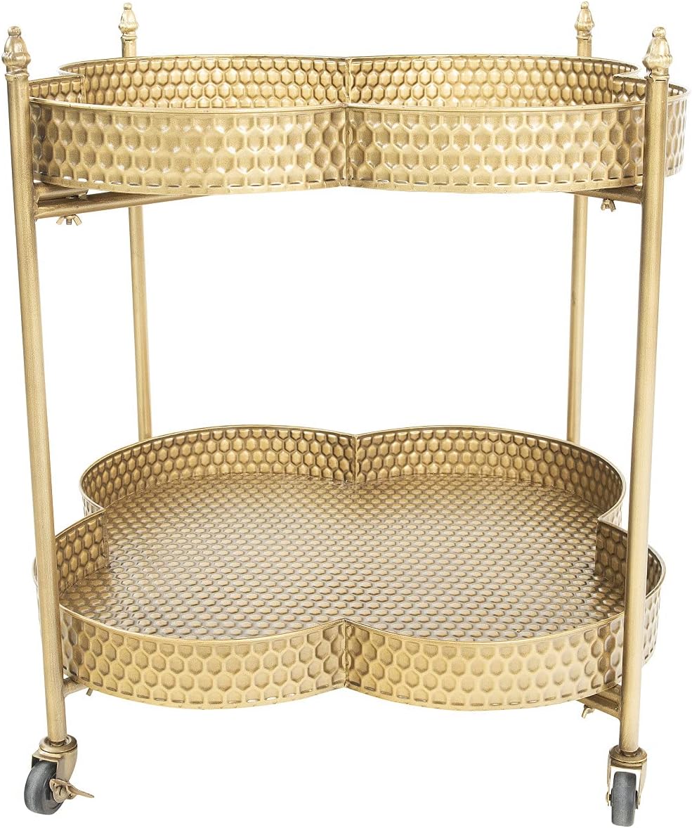 Metal 2-Tier Bar Cart on Caster Wheels I199