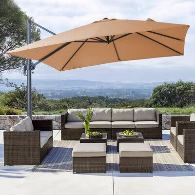 10 ft Square Cantilever Patio Umbrella with Crank and Cross Base T589552