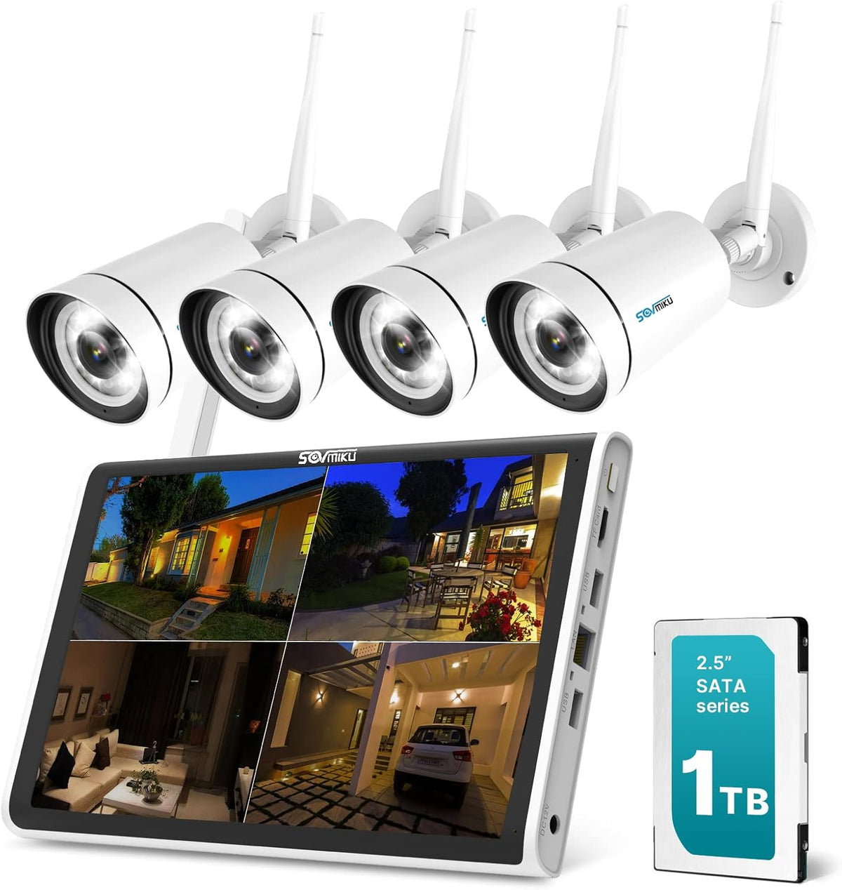 2K 2-Way Audio WiFi Security Camera System Outdoor, 8Ch Expandable NVR, 1TB HDD M9773